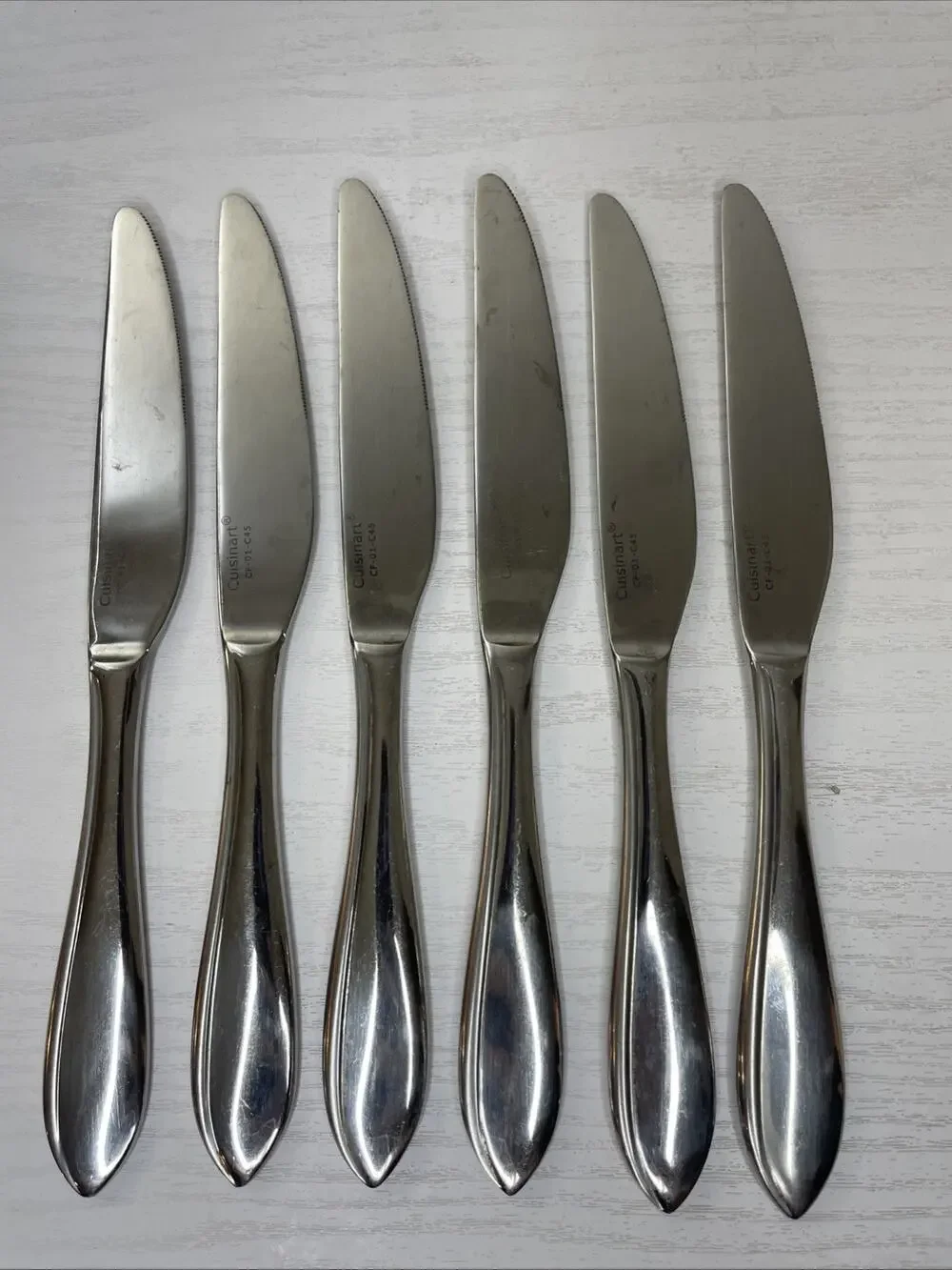 Lot of 6 Cuisinart Irais CF-01-C45 Stainless Dinner Knives Replacement Flatware